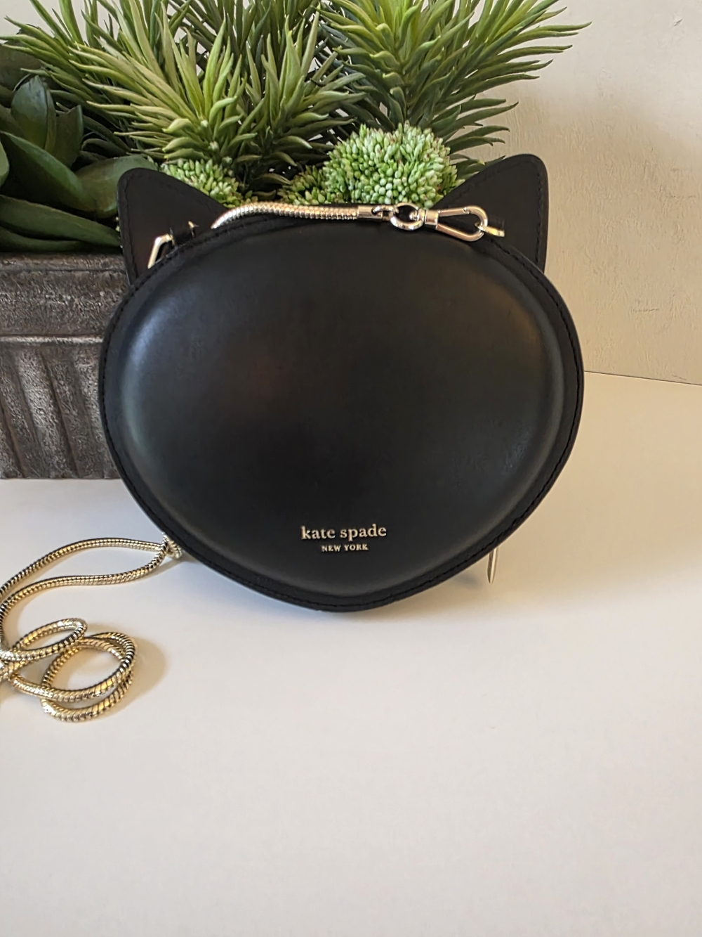 Kate Spade Meow Cat Crossbody Black Leather Chain Bag - Picture 4 of 13
